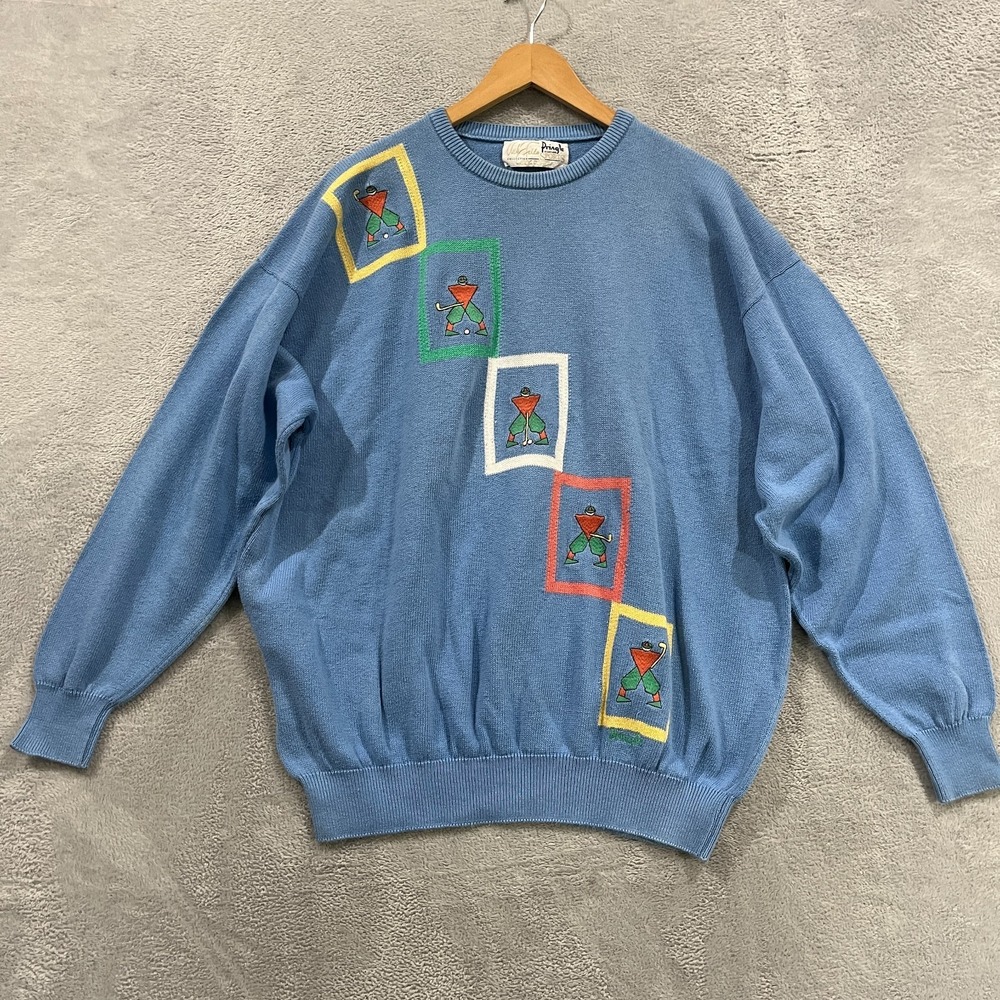 Vintage Pringle Golf‎ Sweater Mens Large Relaxed Nick Faldo Abstract 80s Golf